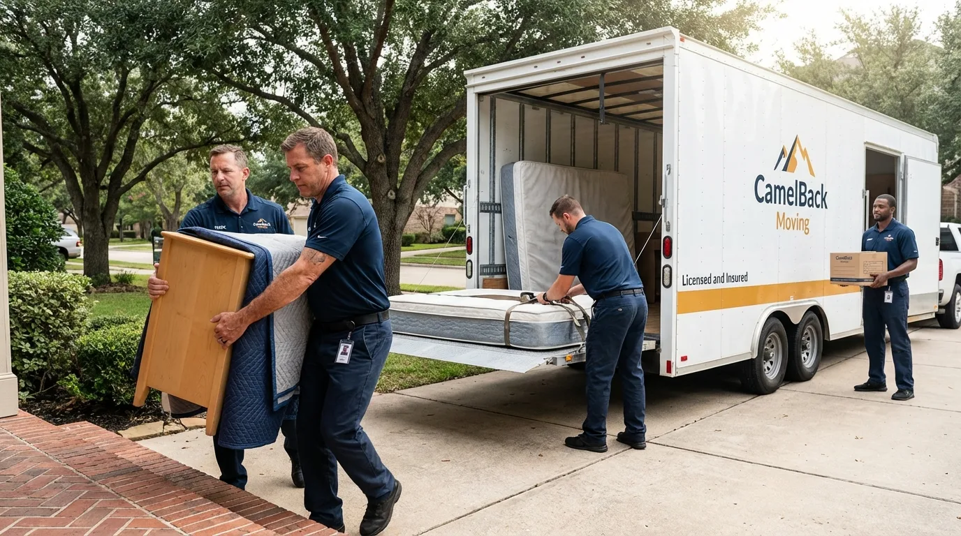 Crew loading residential truck for cross-state move from Grass Valley, CA